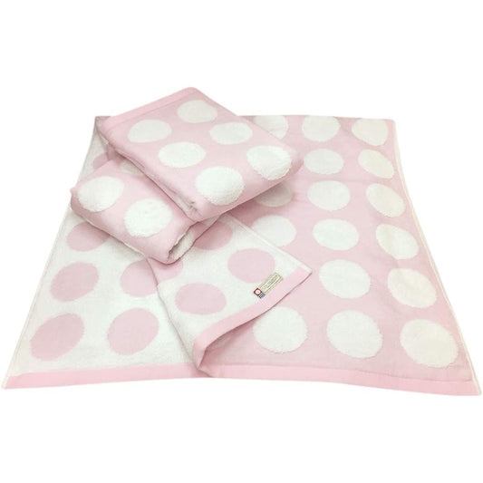 Towel Hagiwara Imabari Bath Towel Polka Dot Gauze Bath Towel Set of 3 (Pink Set of 3)