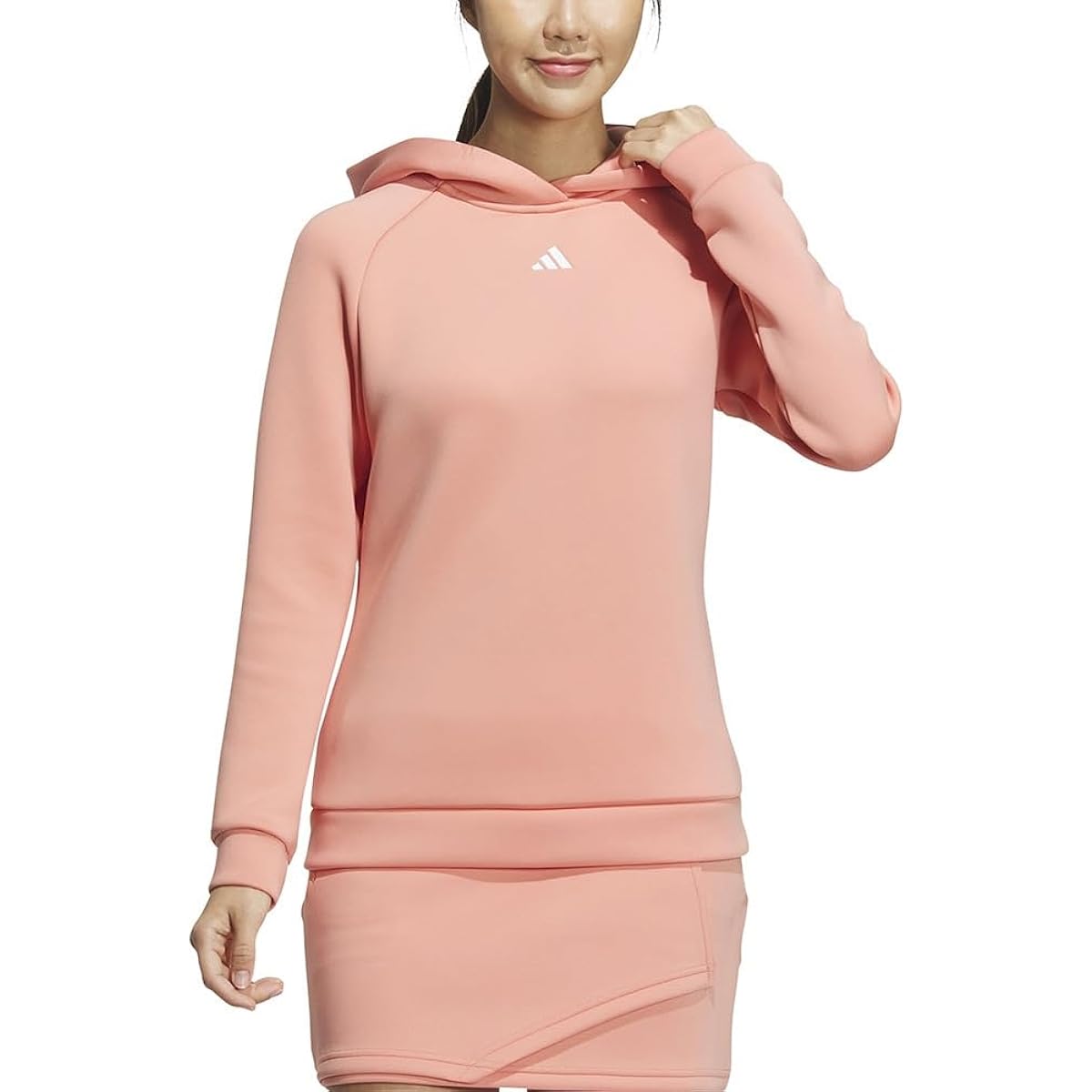 [Adidas Golf] Golf Hoodie, Embossed Print, Cardboard Knit, Long Sleeve Hoodie, Women's
