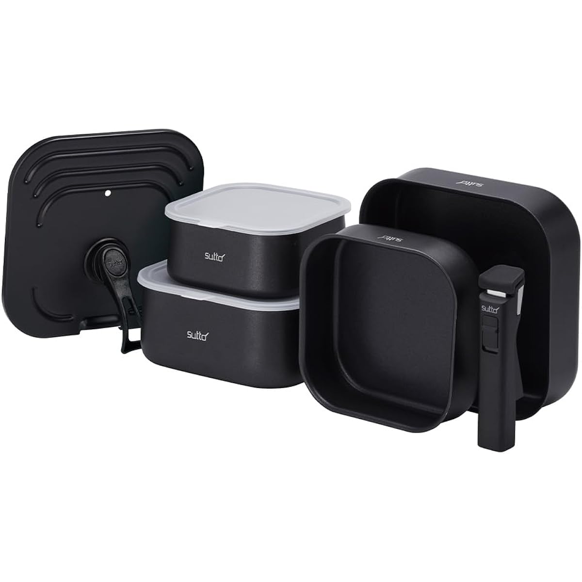 Square frying pan sutto frying pan set 8 pieces IH compatible gas fire compatible removable selectable sutto series black Doshisha