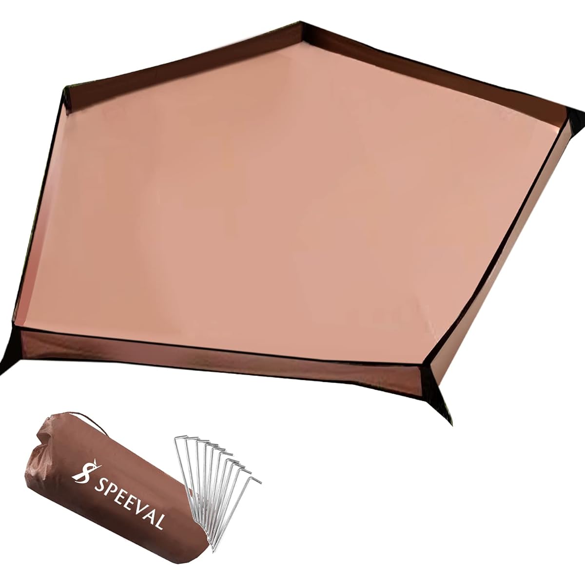 SPEEVAL Pentagon Ground Sheet Pentagonal Stand Up Insect Repellent Peg Set of 10 Camping Tent Sheet Leisure Sheet Camping Mat Waterproof Storage Bag Included