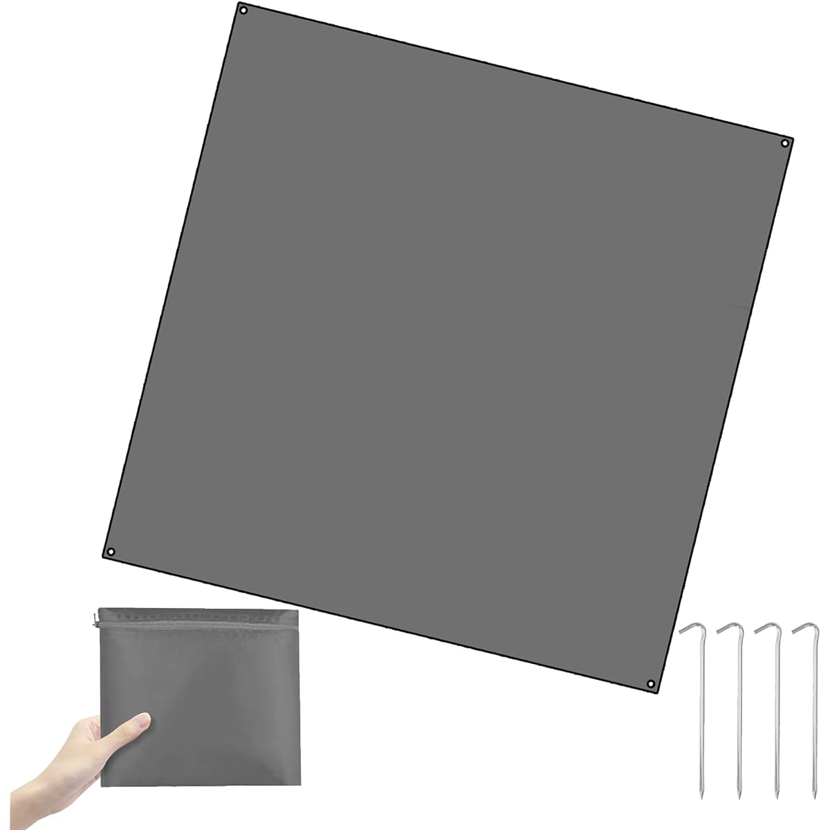 CARBABY Ground Sheet, Tent Protection, Waterproof, Lightweight, with Pegs, Storage Bag Included, Tent Sheet, 300 x 300 cm, Compact, Oxford Fabric (Gray)