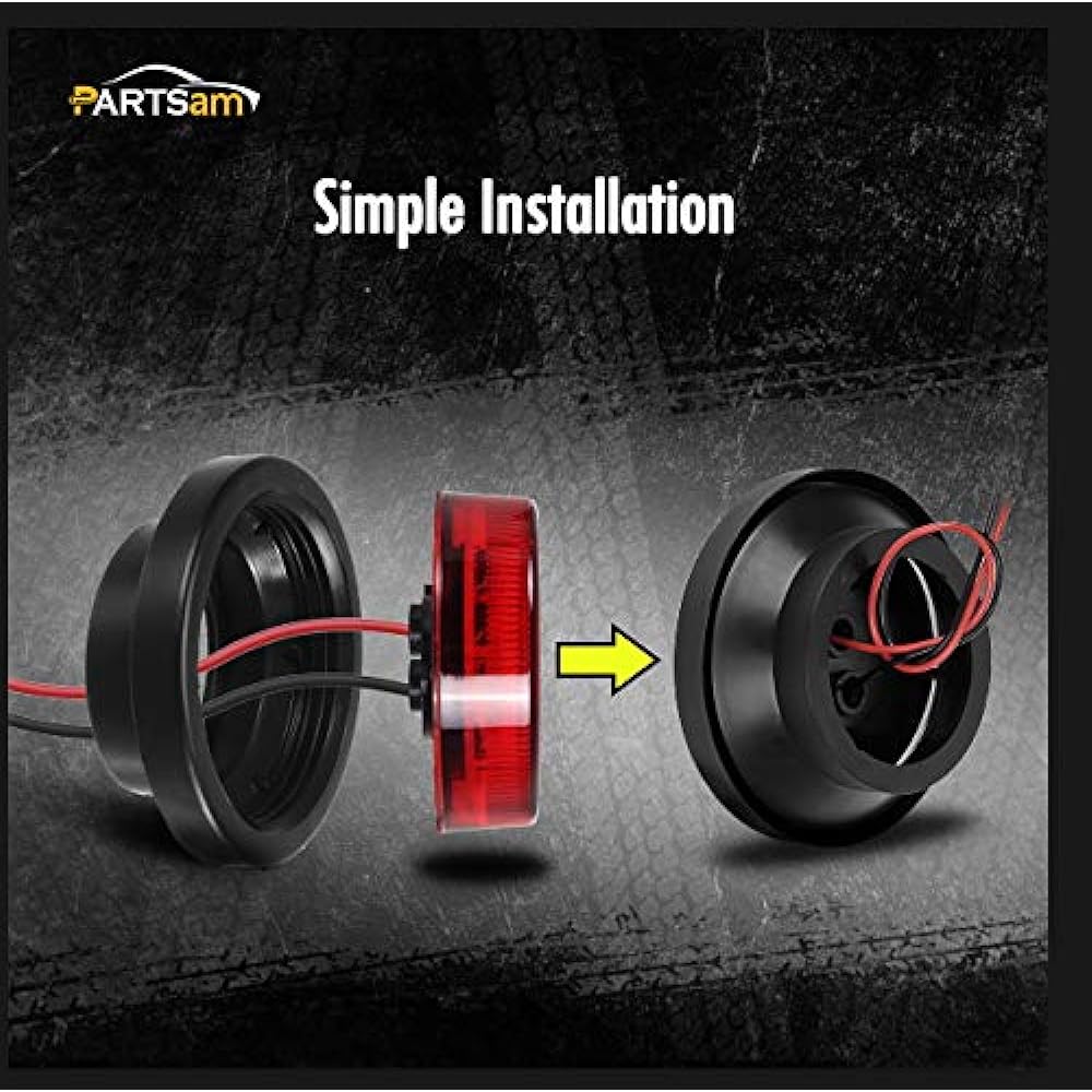 PARTSAM Amber 2 + Red Truck Trailer 2.5 inch Round Side Marker LED Clearance Light 4LED 12V 2.5 inch Round LED Marker Light 2.5 Round LED Clearance Light 2.5 inch Round LED Flash Mount Light