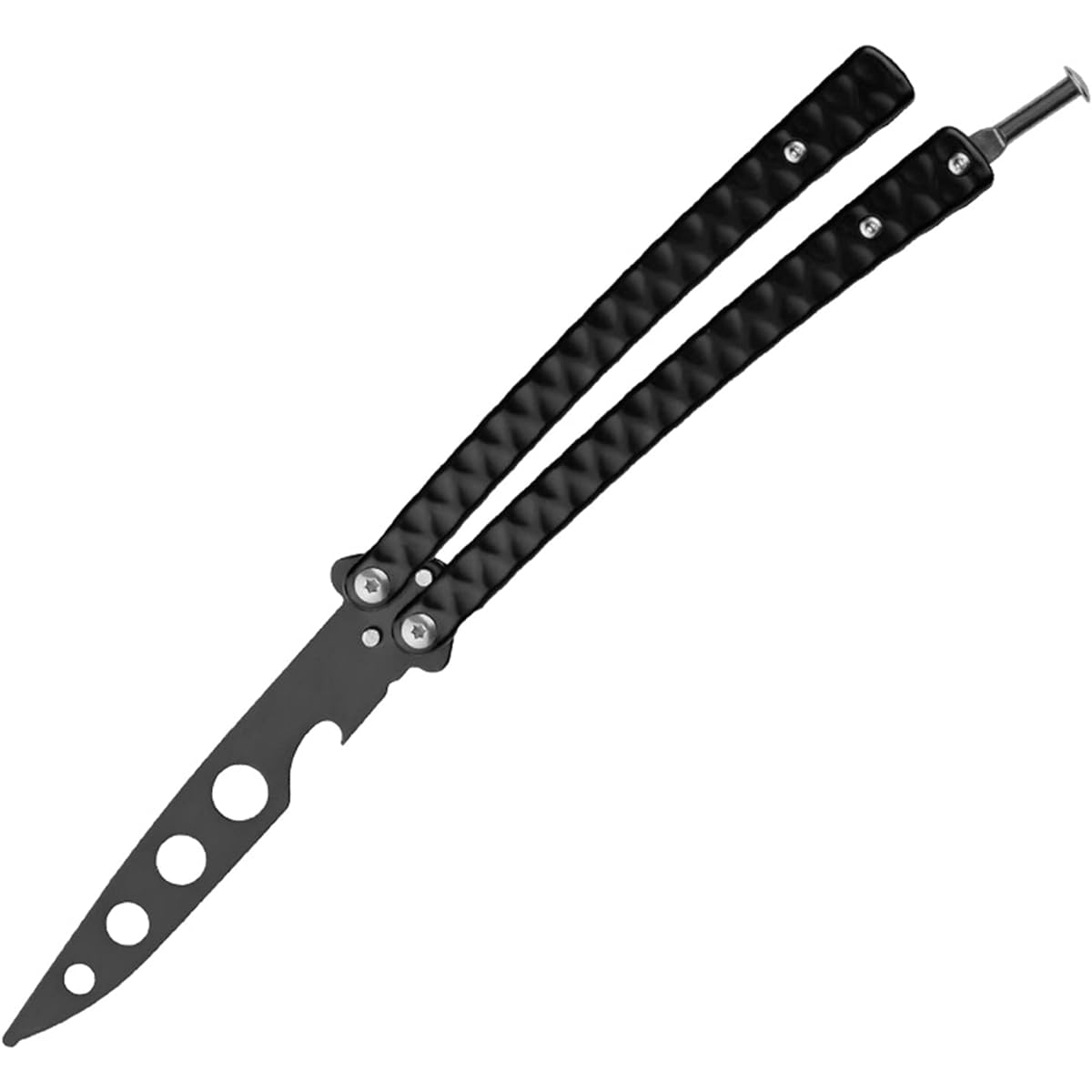 ALITOR Butterfly Knife for Practice Trainer for Training Folding Type for Flapping Fly Practice No Blade Survival Game Supplies G10 Handle Butterfly Knife Butterfly Practice Sword Beginner Adult All Steel Uncut Blade [C] (black)