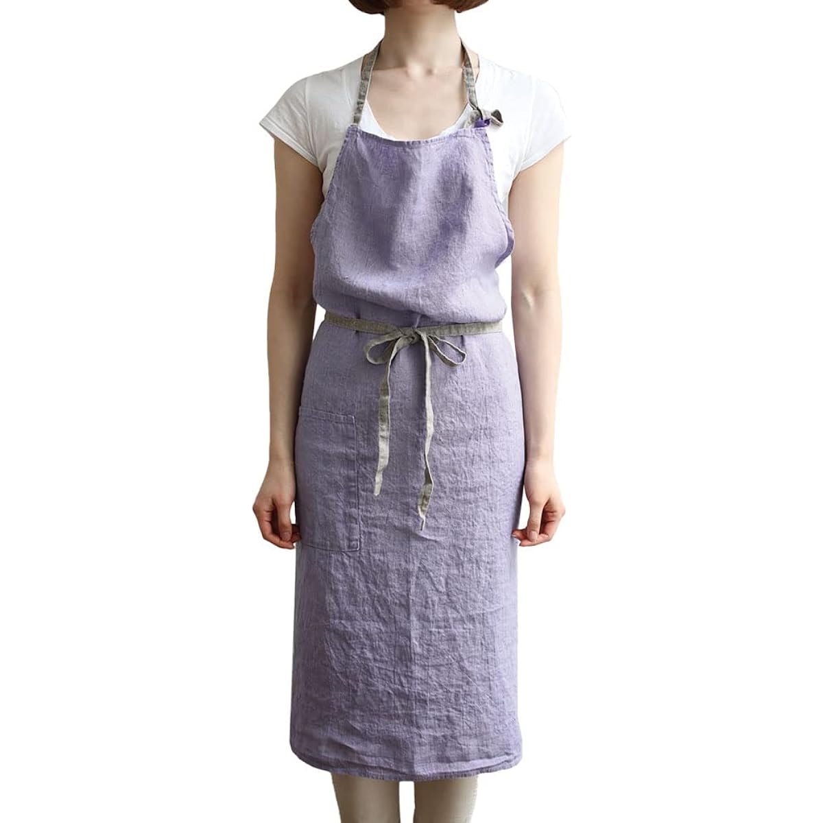 [Lino e Lina] Lino Elina Apron Full Apron Manon A581 Old Lilac Women's Men's Kitchen Plain Linen Hemp Simple Long Length