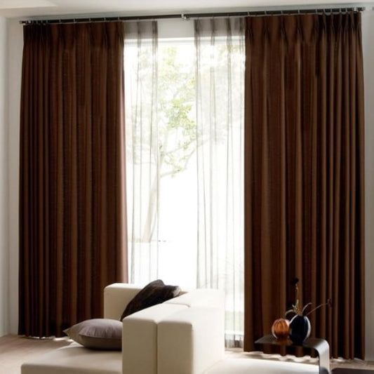 Soundproof curtains, set of 2, blackout grade 1, form-stable treatment, width 100cm x length 200cm, brown