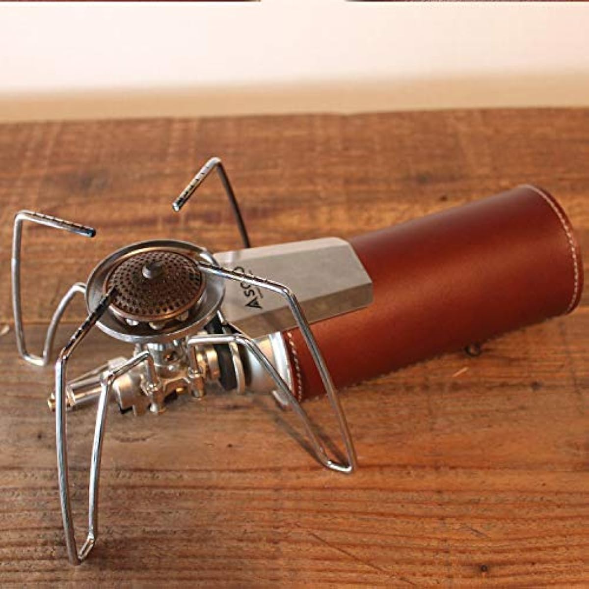 What will be will be Gas Cylinder Cassette Gas CB Can Handmade Genuine Leather Cover Cassette Cylinder Stylish Outdoor Camping Equipment Color (Light Brown) Stitching (Light Brown)