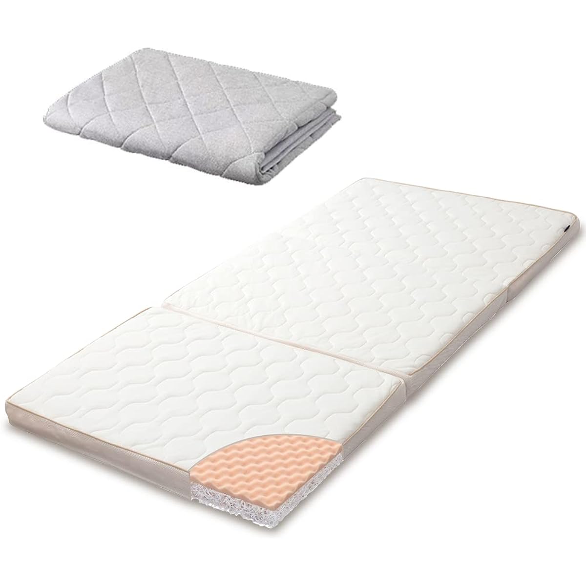 Iris Ohyama Airy Mattress Hybrid [Replacement cover included] High resilience + low resilience Reversible to choose sleeping comfort 9cm thick Antibacterial Odor resistant Fully washable Dust resistant Year-round Single HBT80-S