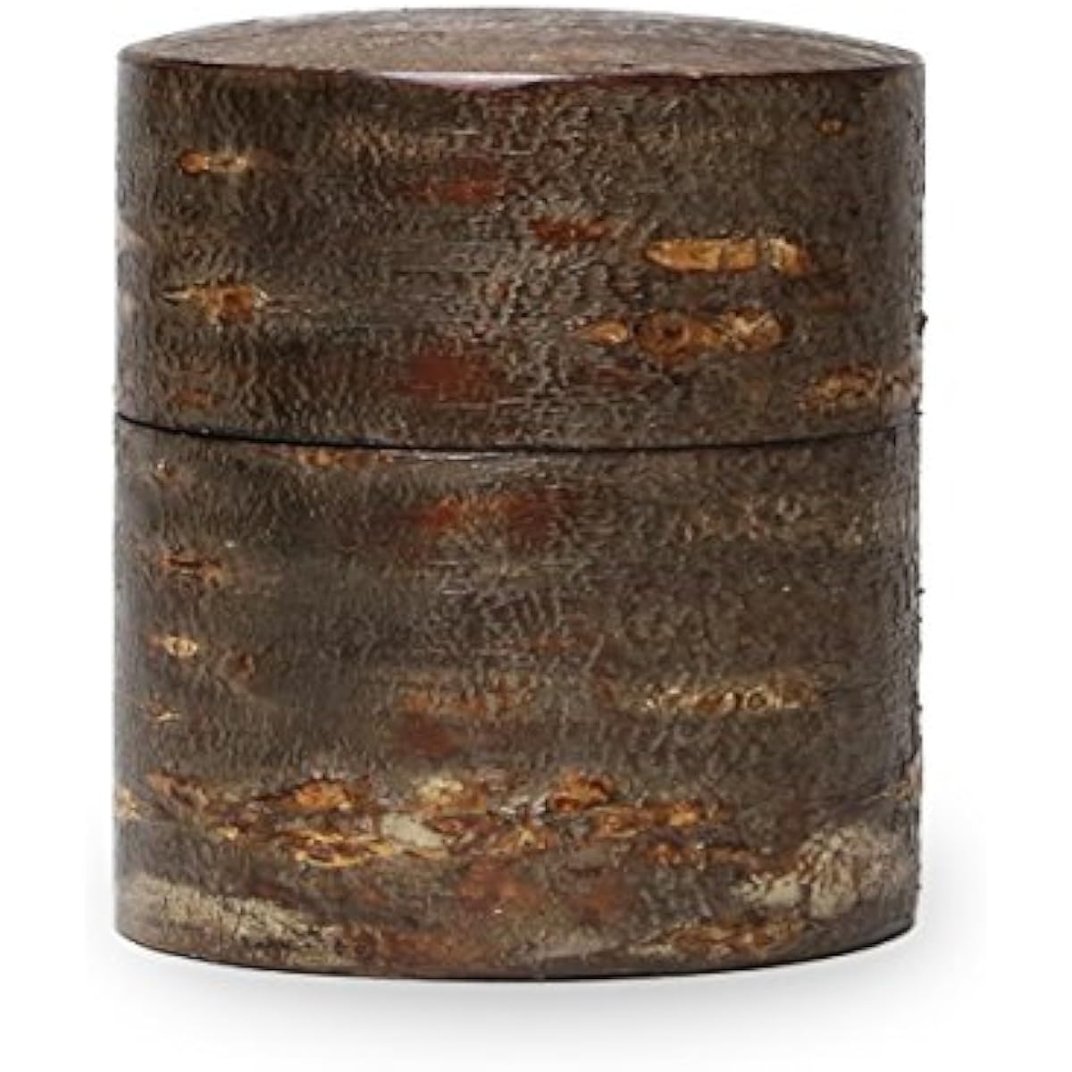 Fujiki Denshiro Shoten Leather Tea Canister (Flat) Marbled Leather 30290