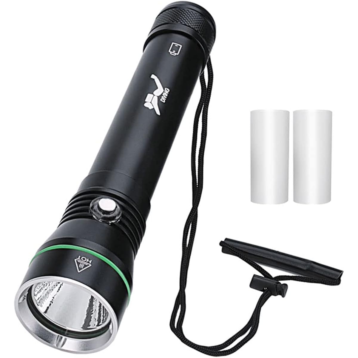 Besince Diving Hand Light LED Handy Light Flashlight Usable at Depth of 110m High Brightness LED Underwater Flashlight Diving Light Super Strong 1280LM IPX8 Waterproof LED Light Diving Powerful Underwater Light Compact SOS Batteries Required to Purchase