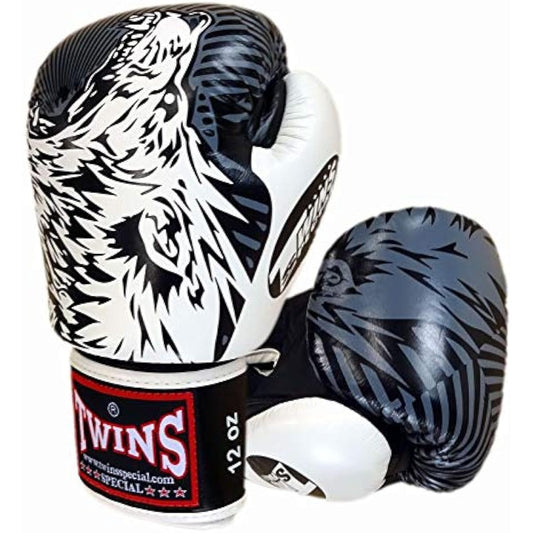 Twins Boxing Gloves Genuine Leather Wolf White