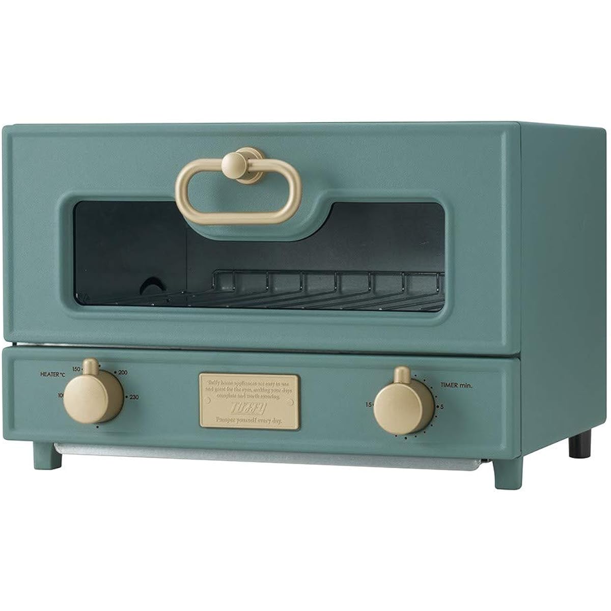 [Toffy] Grill Toaster Oven K-TS2 (Slate Green) Premium Far Infrared Heater 100℃-230℃ Temperature Adjustment Function 1000W Retro K-TS2-SG
