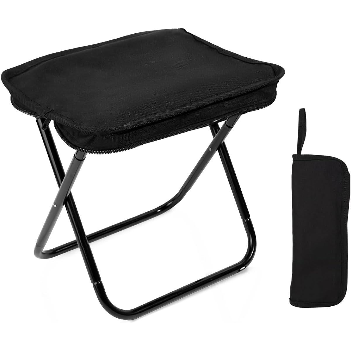 Outdoor Chair Camping Chair One Piece Folding Chair Ultra Light 120kg Camping BBQ Fishing Climbing Outdoor Activities Aluminum Alloy + Oxford Fabric Black