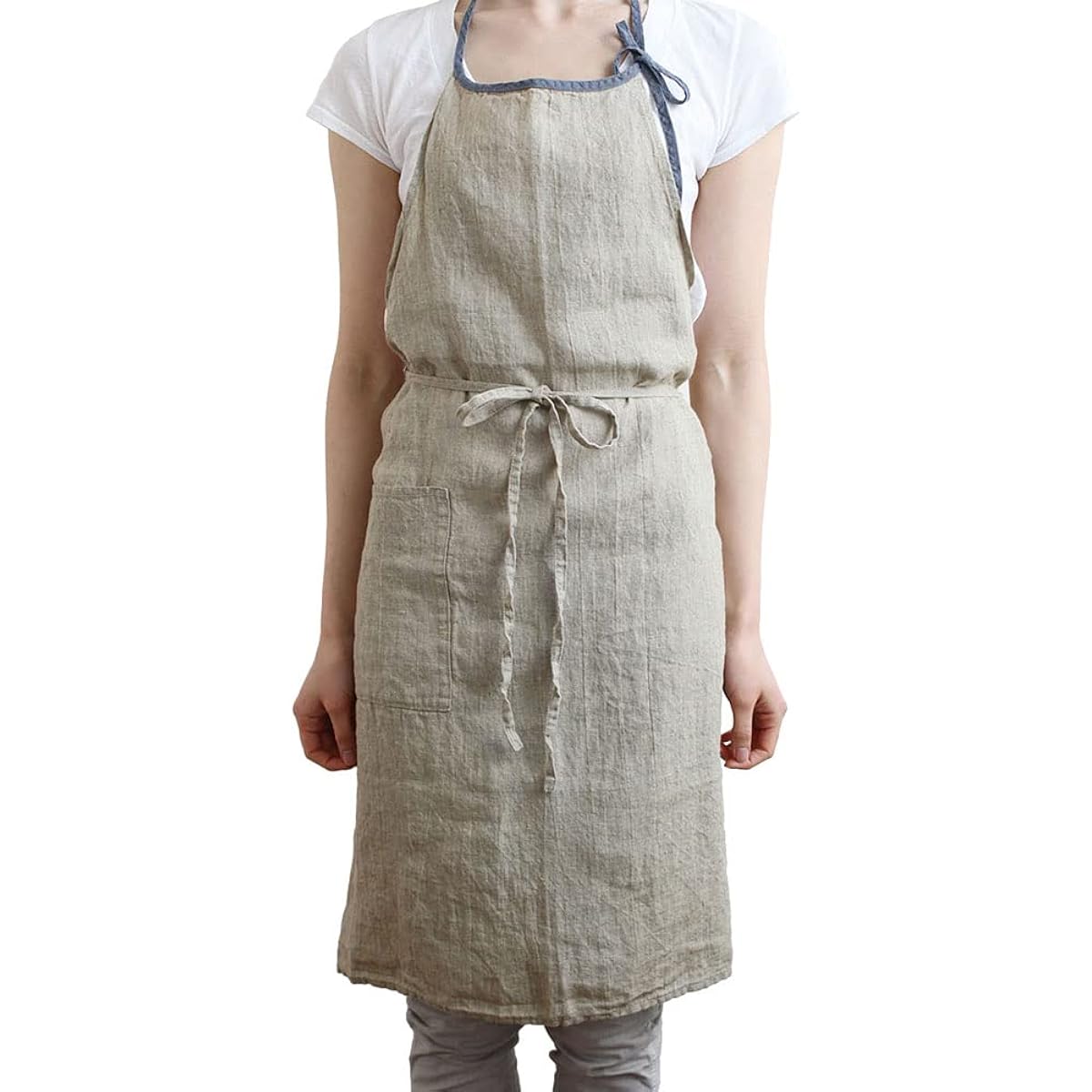 [Lino e Lina] [Lino Elina Apron Full Apron Linen Mila Women's Men's Kitchen Plain Linen Simple Long Length Stylish
