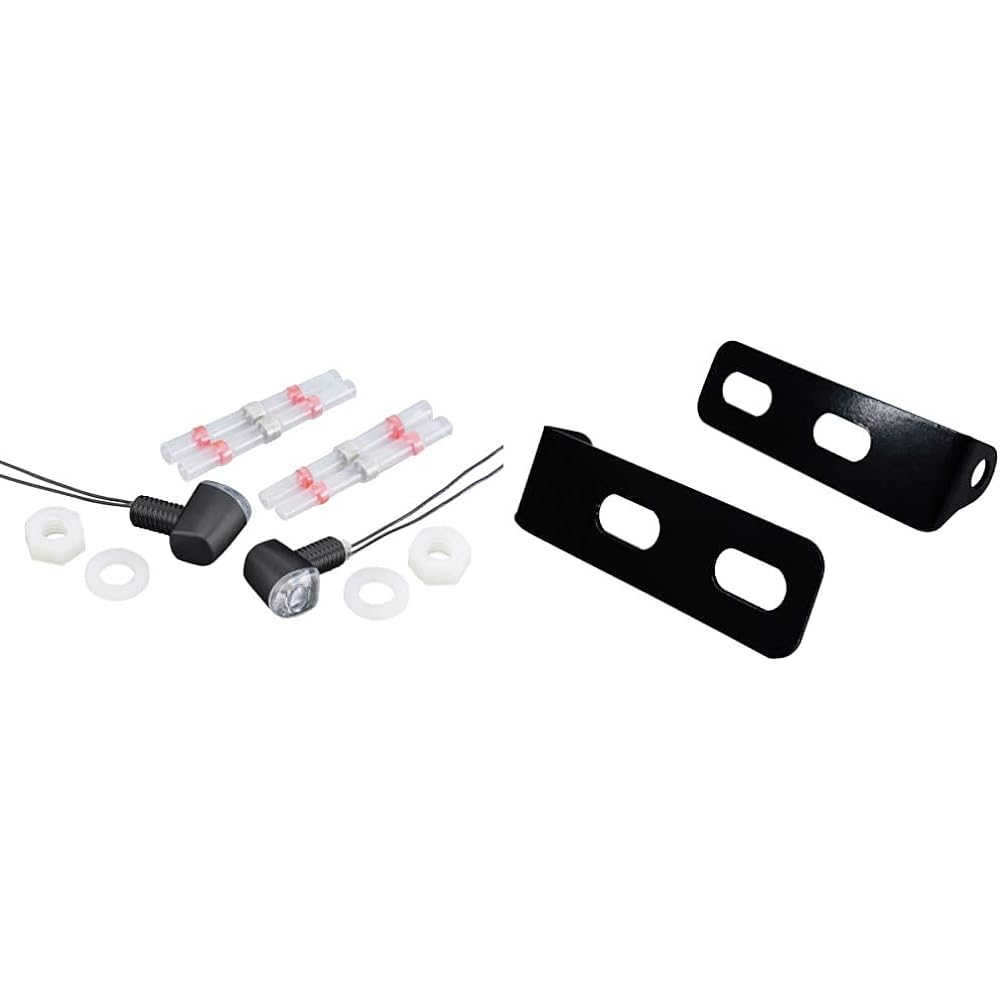 Kijima Motorcycle Bike Parts LED Turn Signal Lamp Nano Type Black Body/Clear Lens 219-5179 & Turn Signal Stay for Nano Lamp Number Side Left and Right Set 217-2038 [Set Purchase]