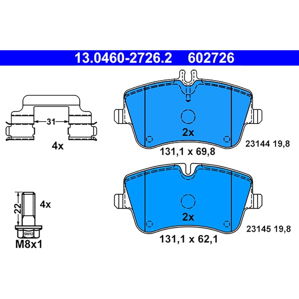 PADDING (ate-at2020) Brake Pads Set 0034202520 13046027262