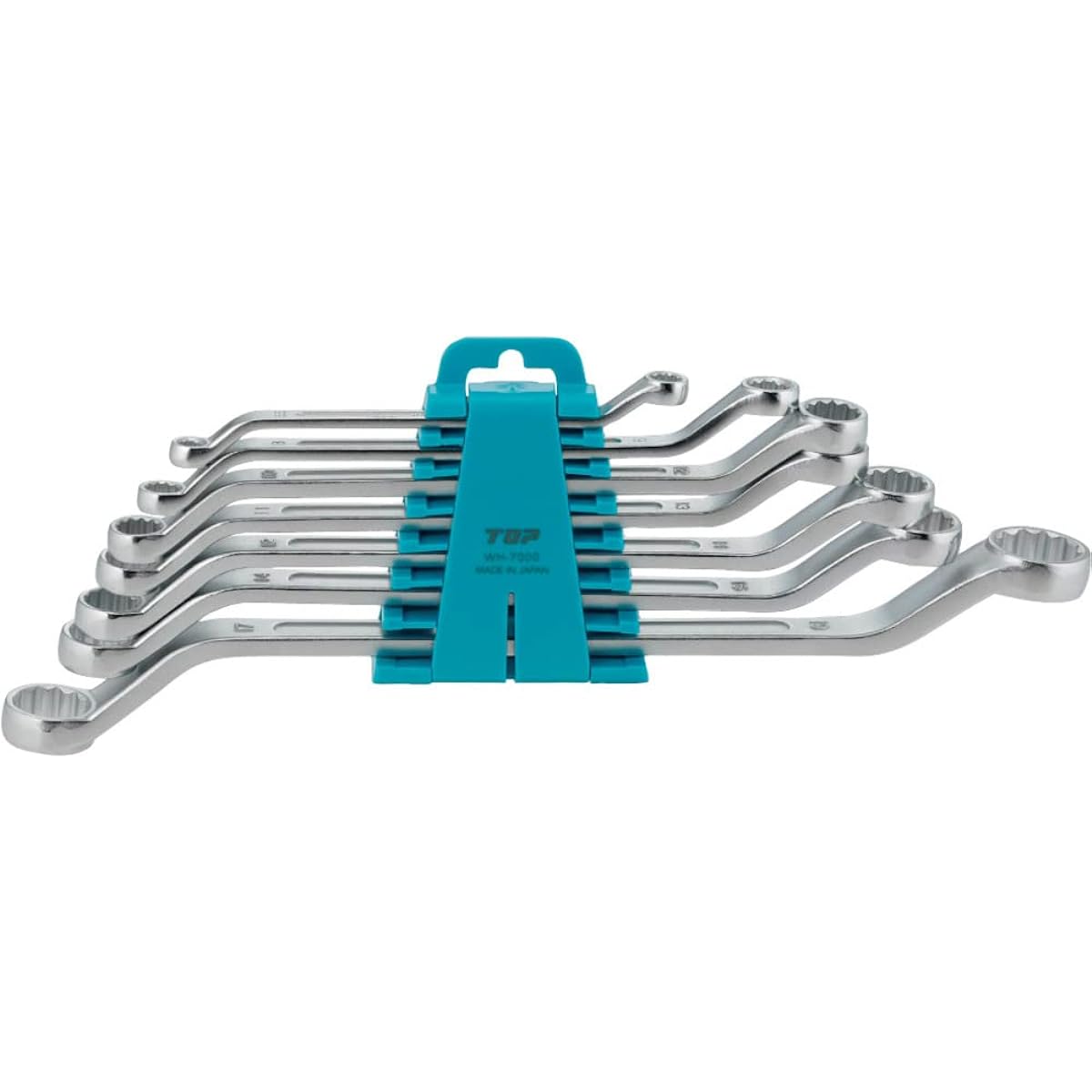 Top (TOP) Double-ended box wrench set, 7 pieces, 45° offset, forged, made in Japan, with wrench holder TM-7000