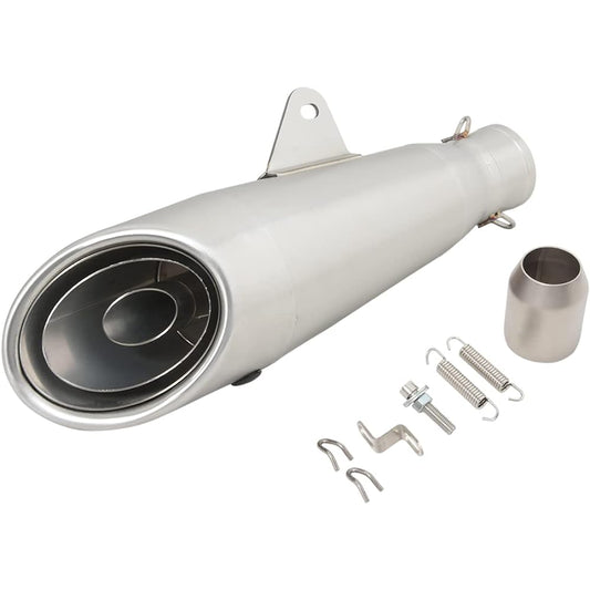 Motorcycle Bike Silencer Slip-on Muffler Bike Muffler General Purpose Inlet 50.8mm Length 350mm Body Diameter 105mm