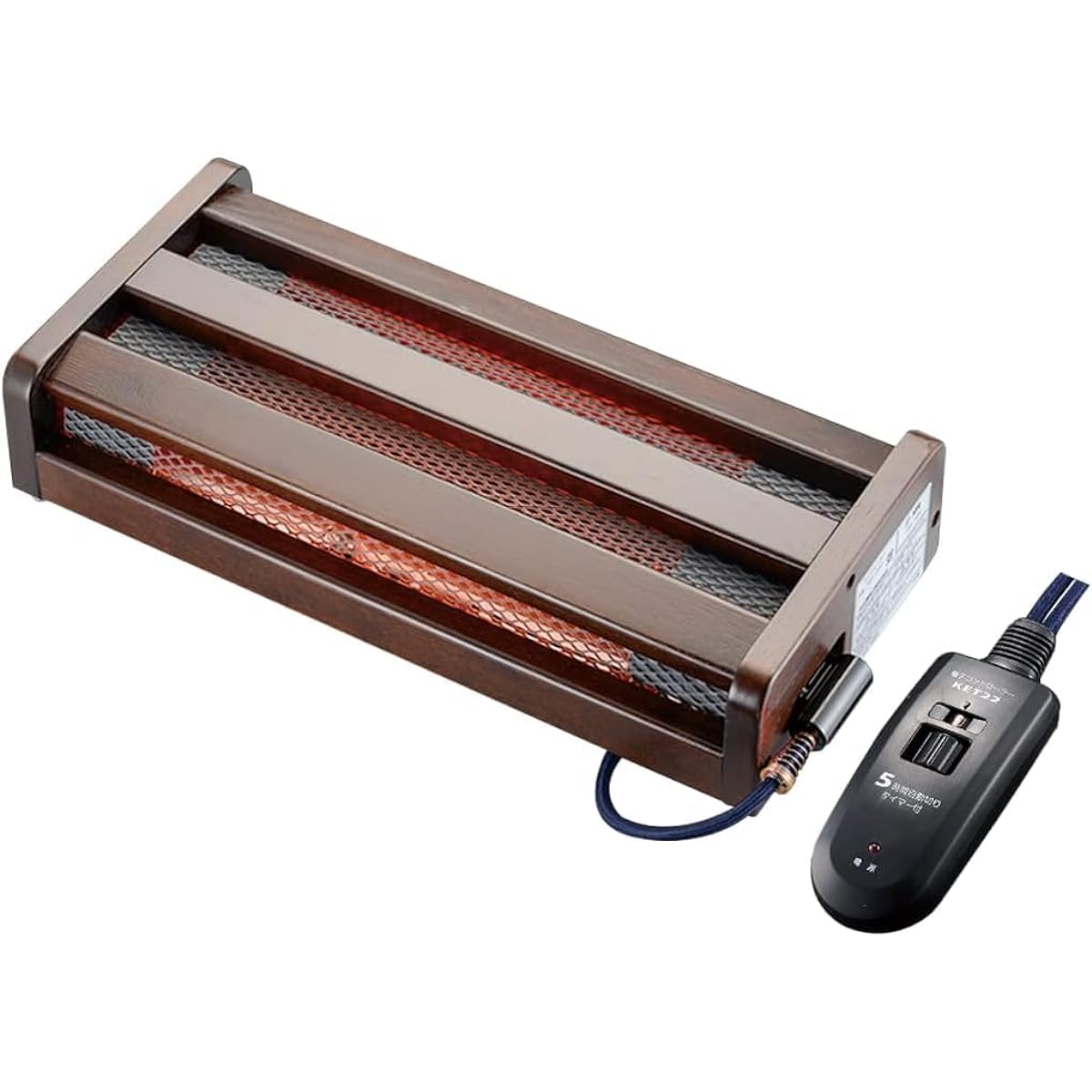 Metro Electric Industry Metro Wooden Frame Foot Heater Width 46cm x Depth 22cm x Height 11cm 1 light type Handheld electronic controller type 5 hour off timer with clean pocket MFH-181ET(DA) Rubber wood