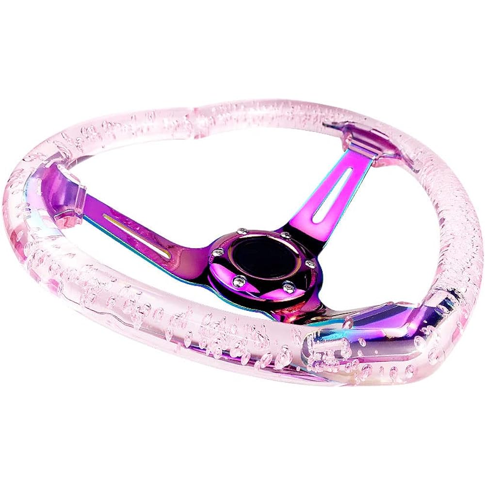 IDAIN Universal Acrylic Racing Handle Heart Type Design Steering Wheel Most Vehicle, Racing Car, RZR, Club Car (Pink)
