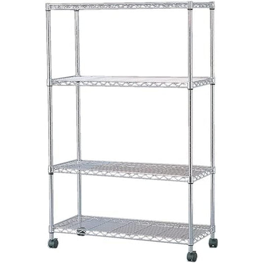 Iris Ohyama Rack Metal Rack Body 4 Tiers with Casters Width 80 x Depth 35 x Height 126 cm Pole Diameter 19 mm Metal Mini Steel Rack Rust Resistant Rust Resistant Silver Shelf MTO-8012C