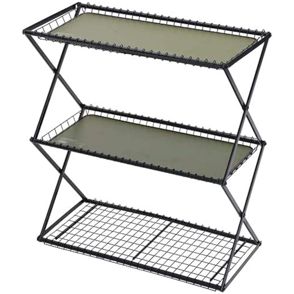 [Quick Camp] Foldable Wire 3 Tier Rack Khaki/Black QC-3SS75 KH/BK