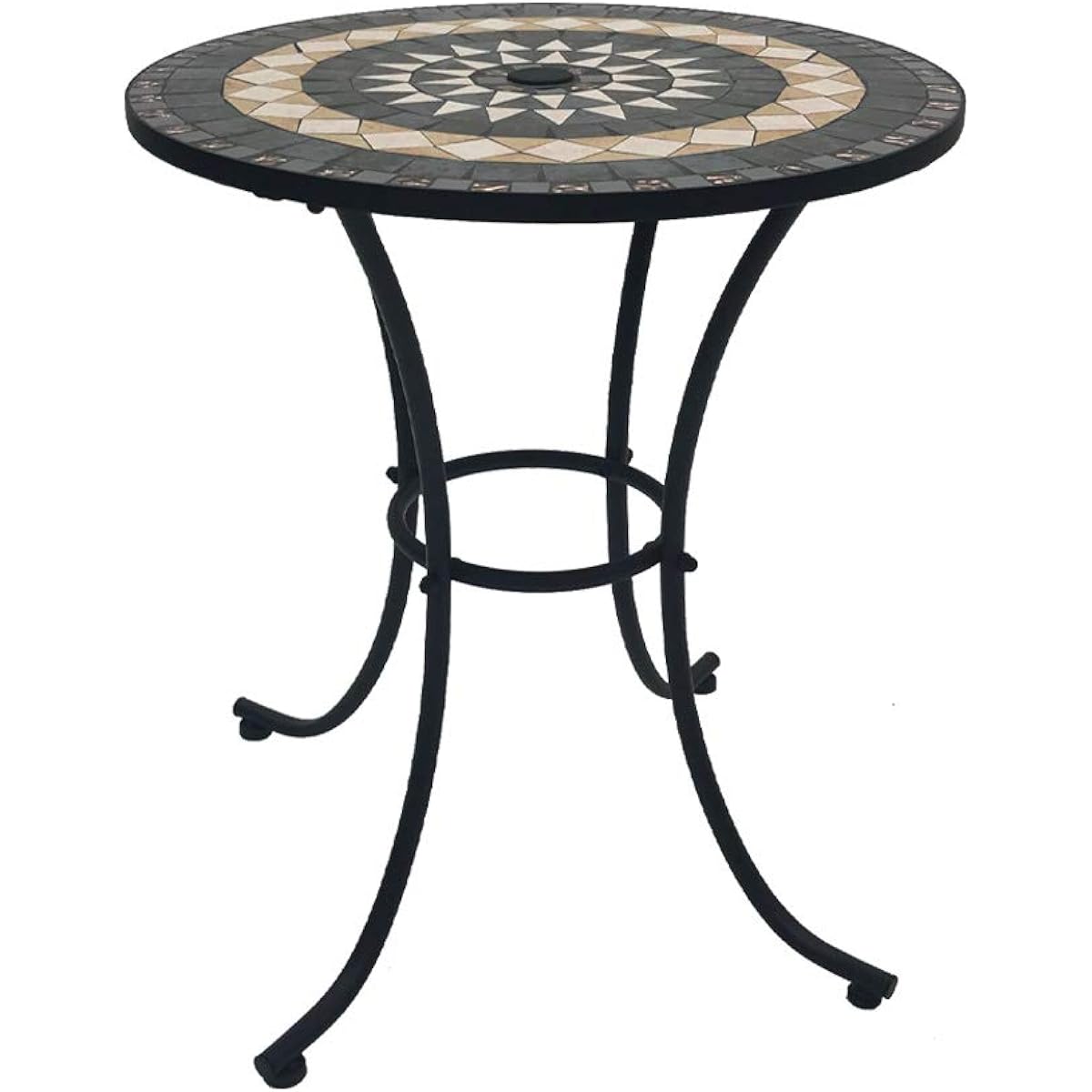 [Garden Table/Cafe Table/Iron] Takeda Corporation Brown 60 x 60 x 69.5cm Twinkle Tile Table TIR8-60TBK Gray/Black