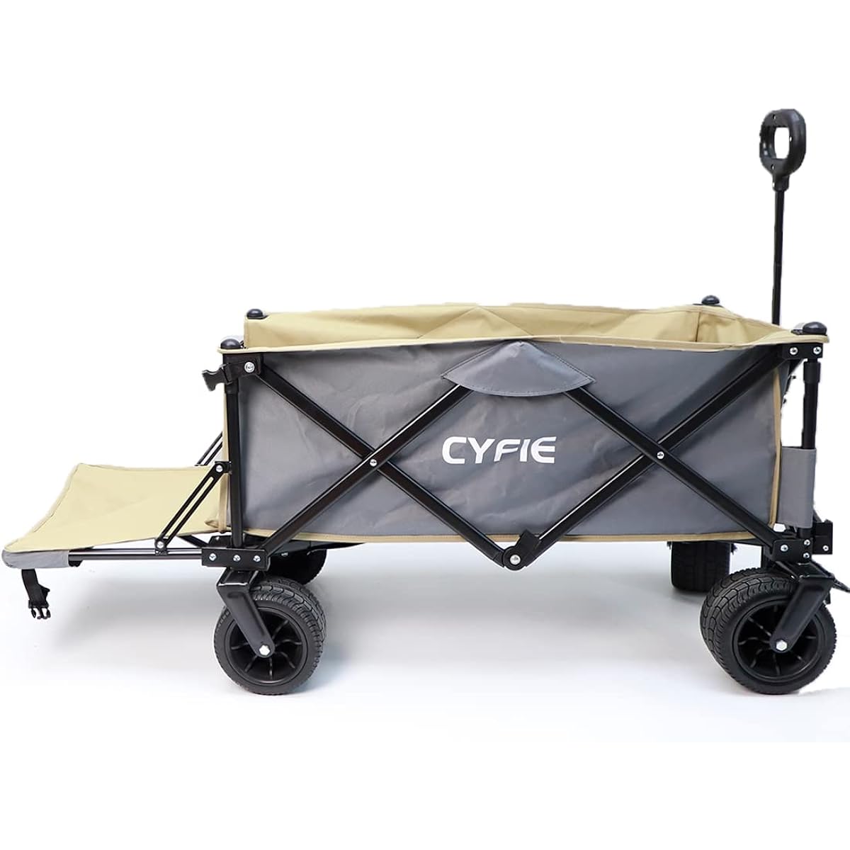 Carry Cart Cart Outdoor [Large Tires, Compatible with Long Items] CYFIE Wagon Carry Camping Carry Wagon Camping Wagon Opens at the Back With Brake One-touch Free Standing Folding Large Capacity 100L Beach Fishing BBQ Leisure Luggage Carrying