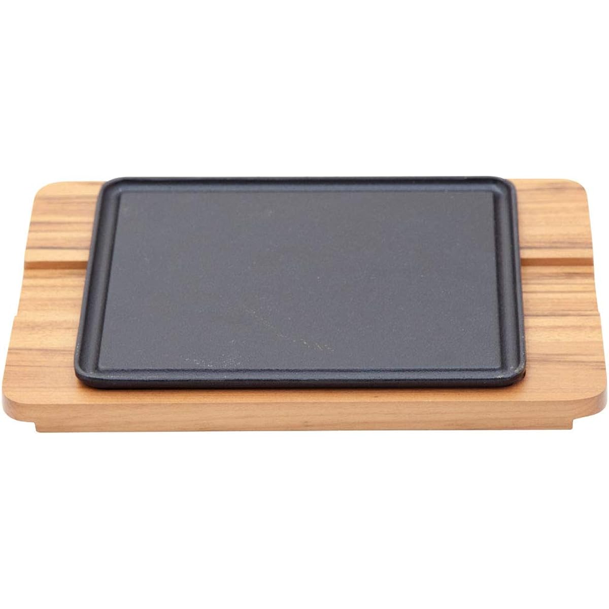 Tramontina Churrasco Iron plate steak plate with natural wood board Rectangular Antibacterial treated natural wood board with oven safe iron plate Hamburger 37cm x 25cm Antibacterial Special wooden stand Respect for the Aged Day Housewarming gift Made in