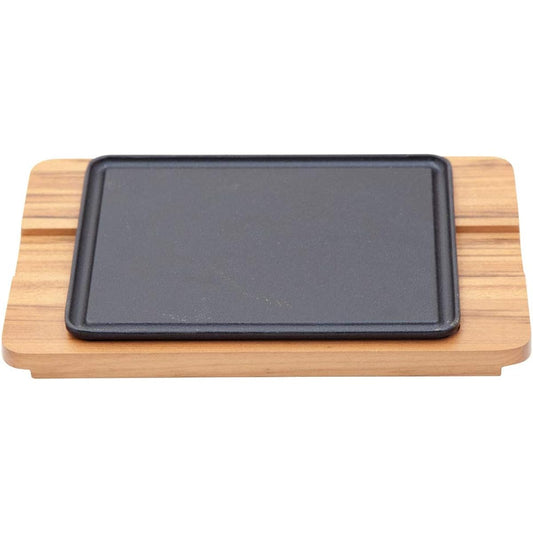 Tramontina Churrasco Iron plate steak plate with natural wood board Rectangular Antibacterial treated natural wood board with oven safe iron plate Hamburger 37cm x 25cm Antibacterial Special wooden stand Respect for the Aged Day Housewarming gift Made in
