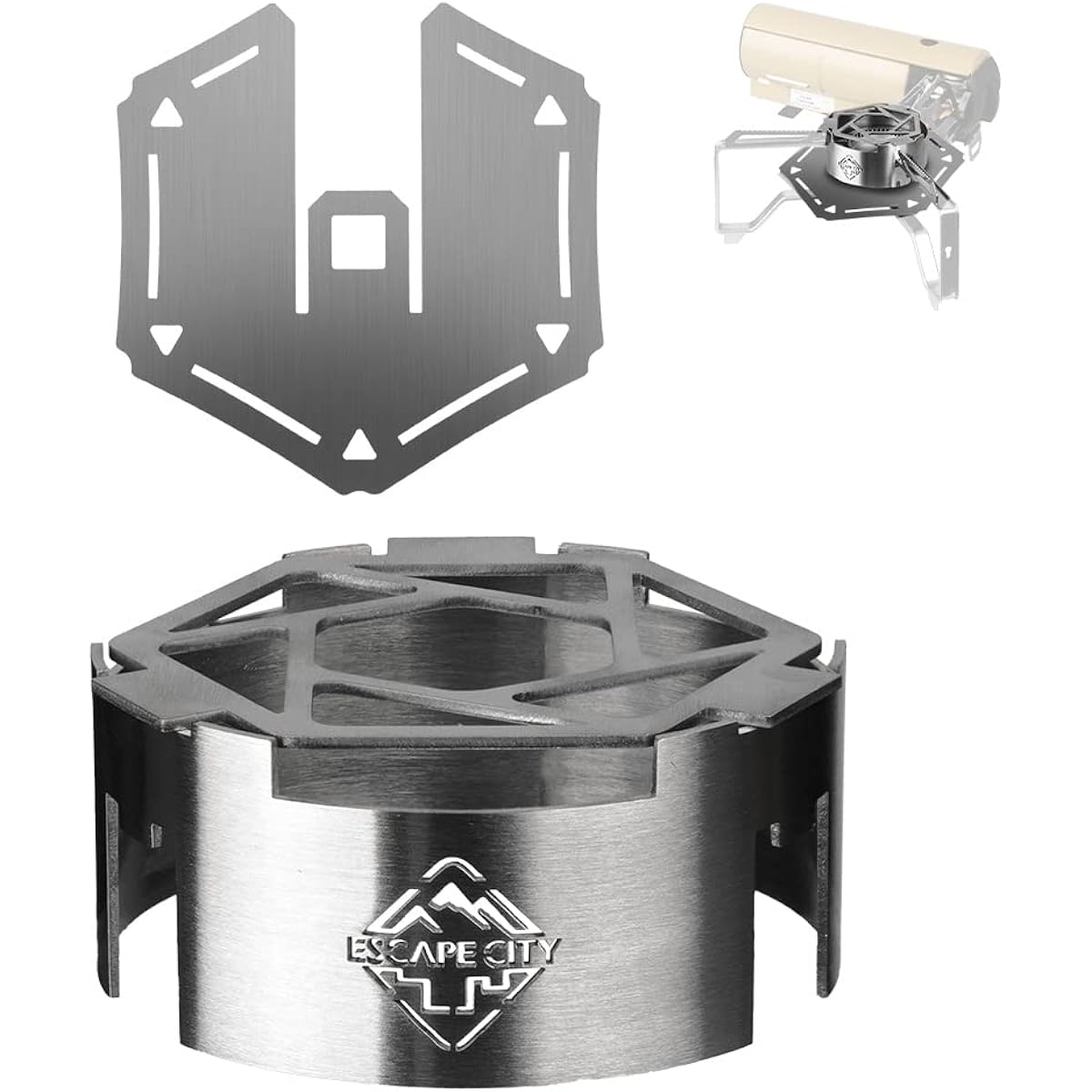 Snow Peak Heat Shield Plate for HOME&CAMP Burner, Windshield with Trivet, Stainless Steel, Outdoor, Solo Camping