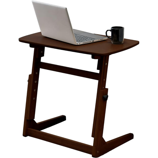 Hagihara Side Table, Sofa Table, Computer Table, PC Desk [4 Levels of Height Adjustment] Studying, Working from Home, Telework, Reduces Rolling, Width 65, Dark Brown VT-7973DBR