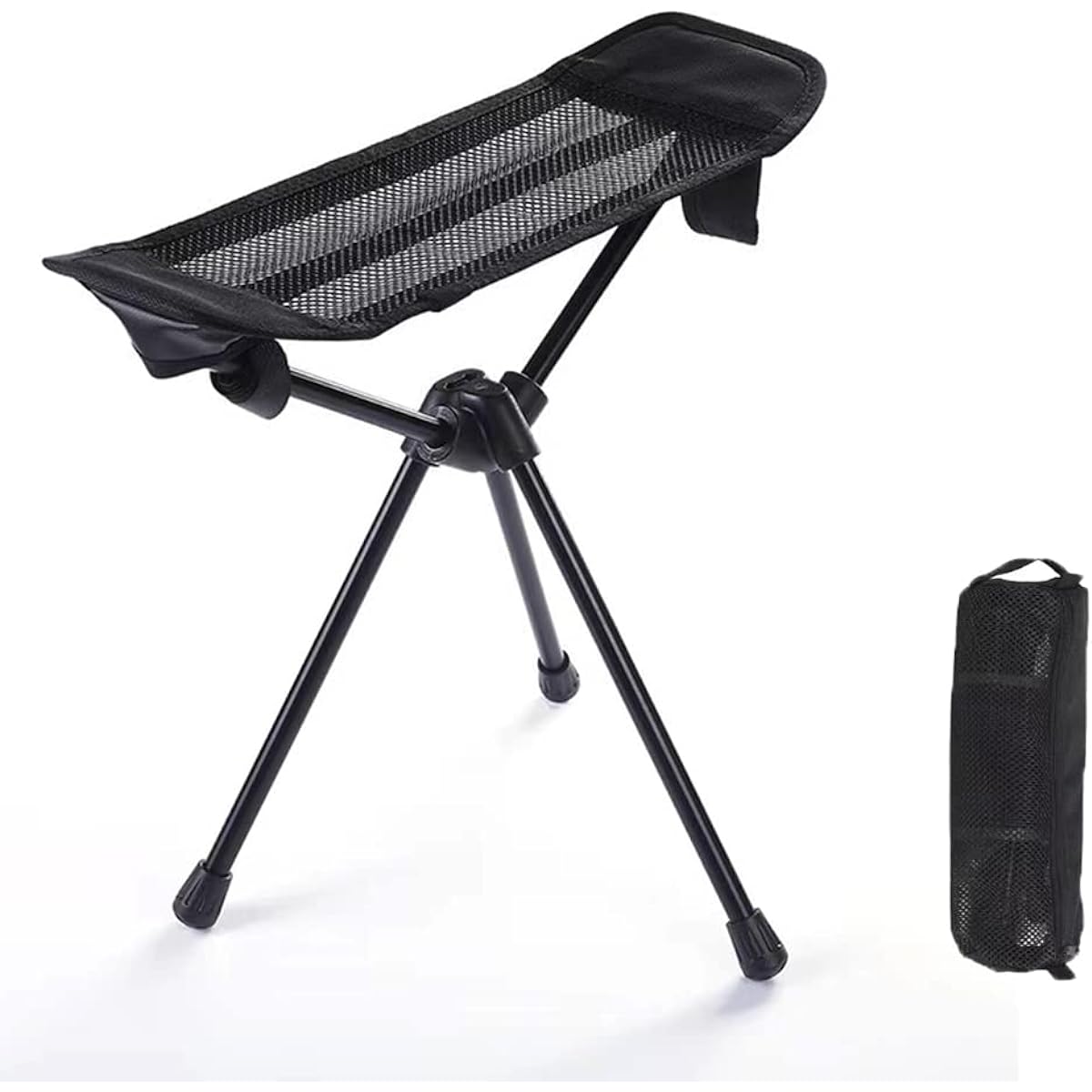 Sethmay Outdoor Chair Footrest Foldable Footrest Compact Footstool 2-in-1 Chair Camping Outdoor Fishing Climbing Travel Picnic Storage Bag Included (Black)