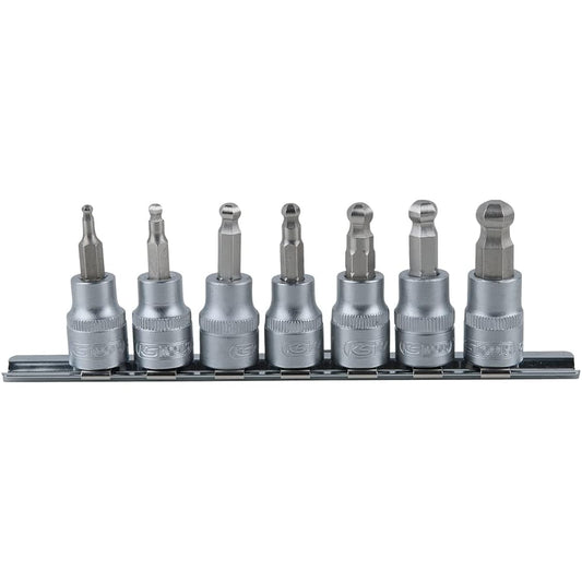 KS TOOLS 3/8" Bit socket set hexagon with ball end 7 pcs 911.3922