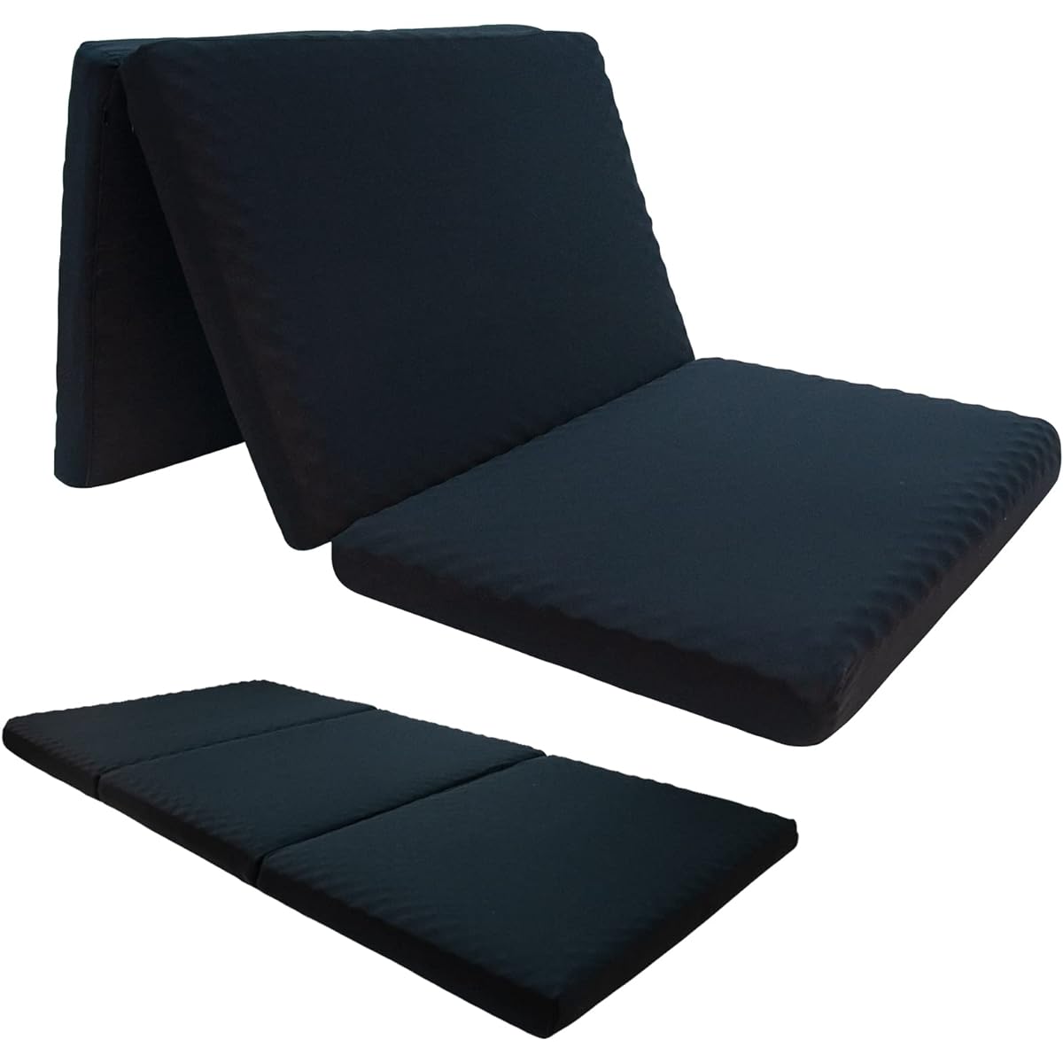 WAVV Mattress Tri-Fold 25D Folding Mattress High Resilience Body Pressure Dispersion Bed Mat Futon Antibacterial Odor Resistant Mite Resistant Black