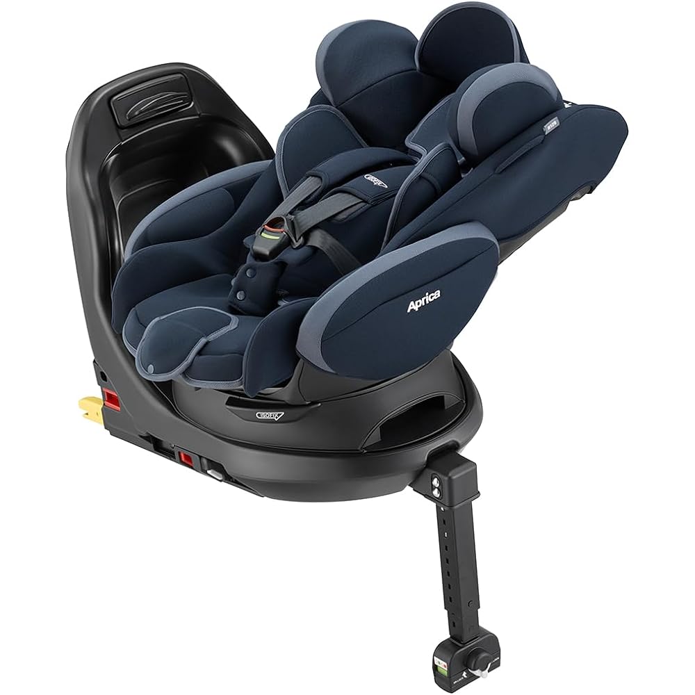 Aprica Child Seat, ISOFIX Fixed, Fradia Plus Light, From 0 Months to Around 4 Years, Rotatable, Compatible with R129 (Light Navy) 2187854