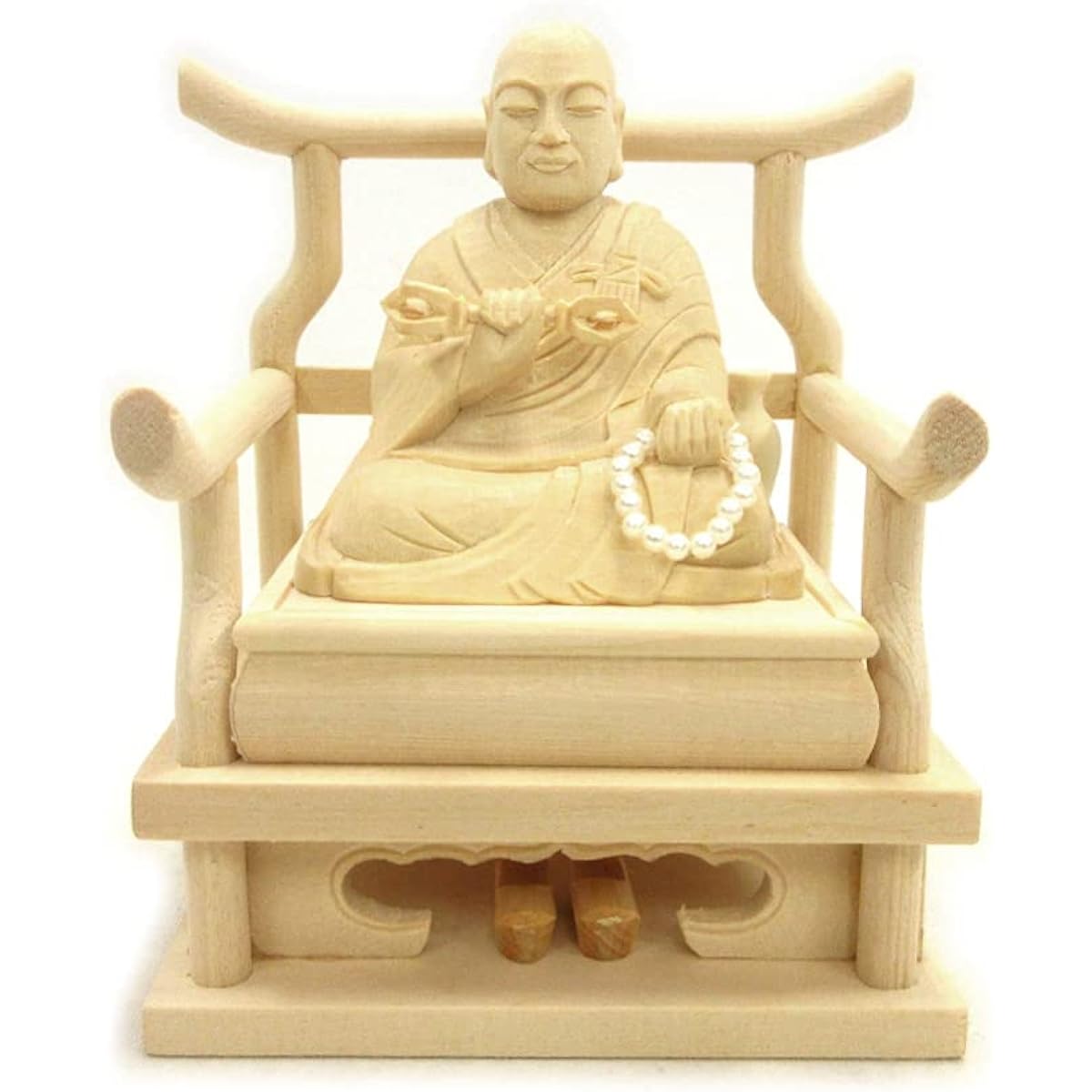 Kurita Specialty Buddha Statue [High Priest] Kobo Daishi Seated Statue 1.8 inches (total height 11cm, total width 9cm, depth 6.5cm) High quality Japanese cypress wood carving 15295