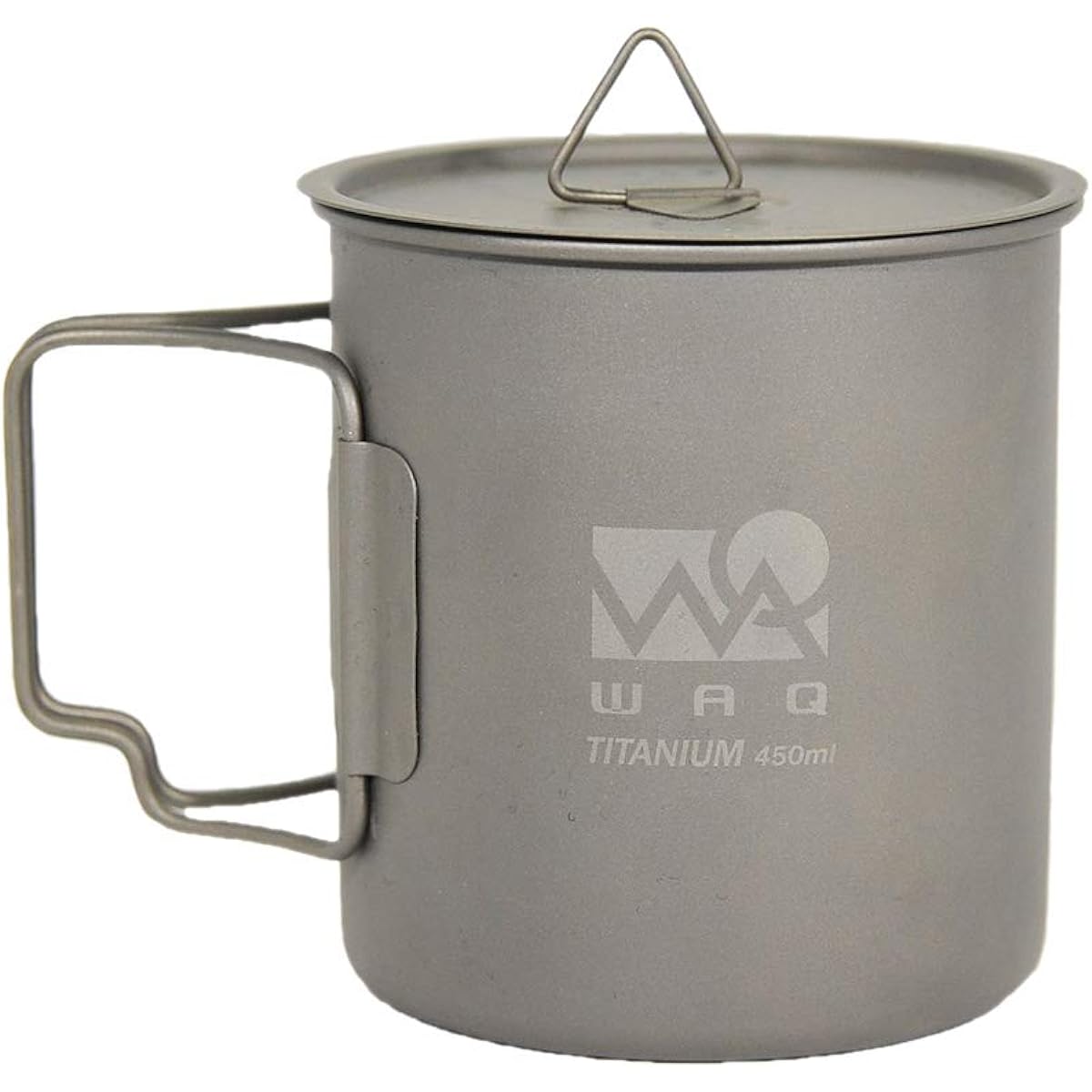 WAQ Titanium Mug 450ml (with lid) Camping Open Fire Single Titanium Mug WAQ-TM1