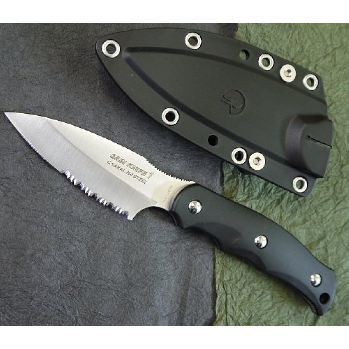 G・SAKAI SABIKNIFE 1 (Sabi Knife 1) Black H-1 Steel (Half Serration (Half Wave))