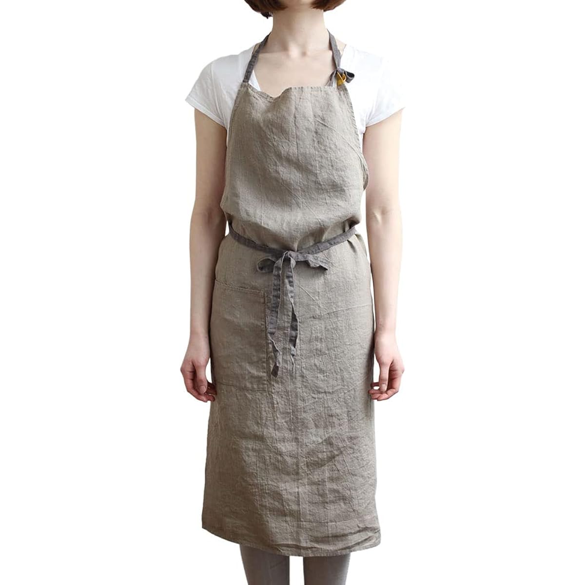 [Lino e Lina] Lino Elina Apron Full Apron Manon A224 Greige Women's Men's Kitchen Plain Linen Hemp Simple Long Length Gift Present