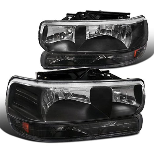 2000-2006 Chevrolet Sabarban Taho Crystal Head Lamp Black 00 01 02 04 05 06