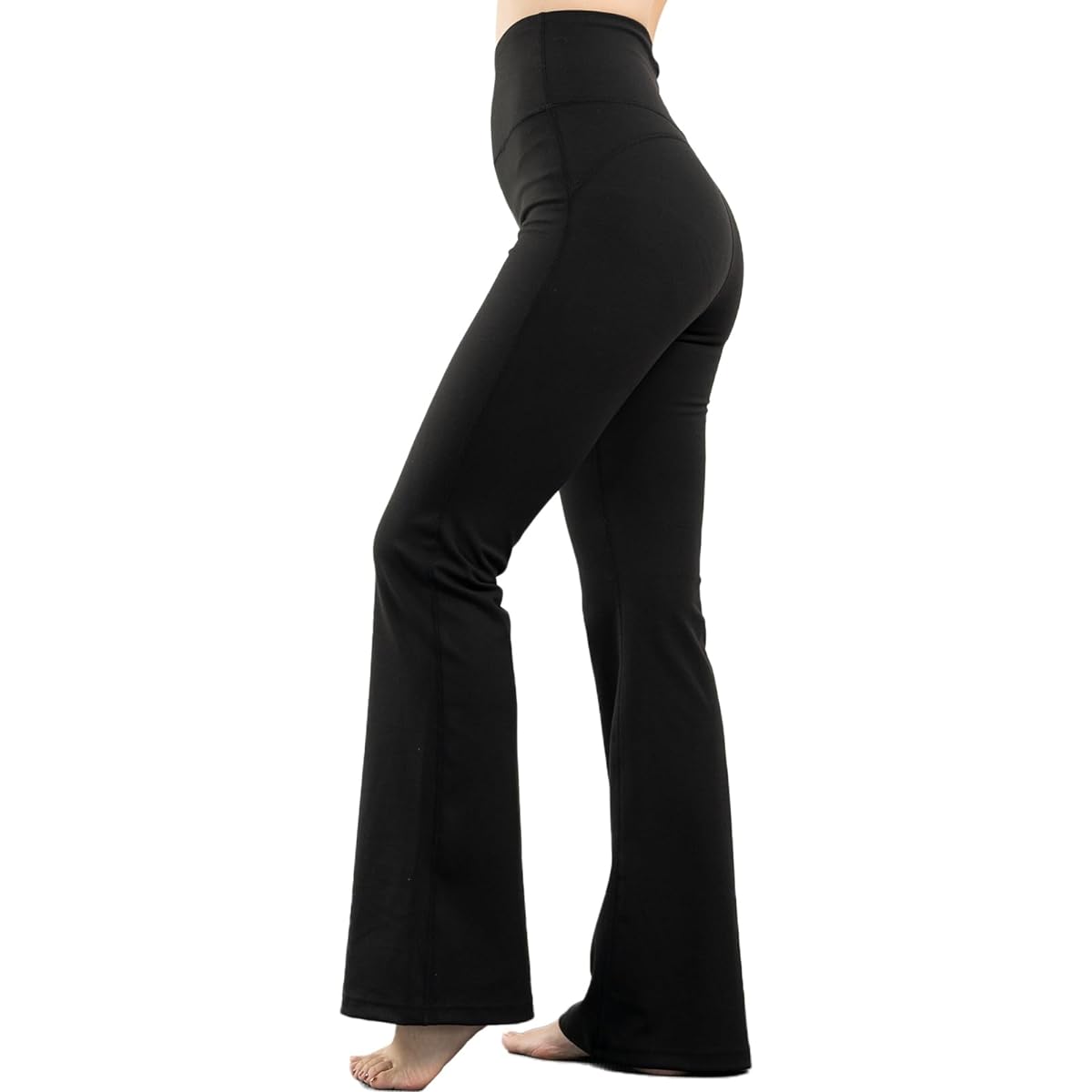 [iito.seasons] Flare Pants, Flare Leggings, Yoga Pants, Women's, Yoga Sportswear, Cropped Length, High Waist, Plain, Cotton, Stretchy, Dance, Fitness, Stretch, Beautiful Legs, Sweat Absorbent, Quick Drying, Comfortable, Slimming, UV Protection