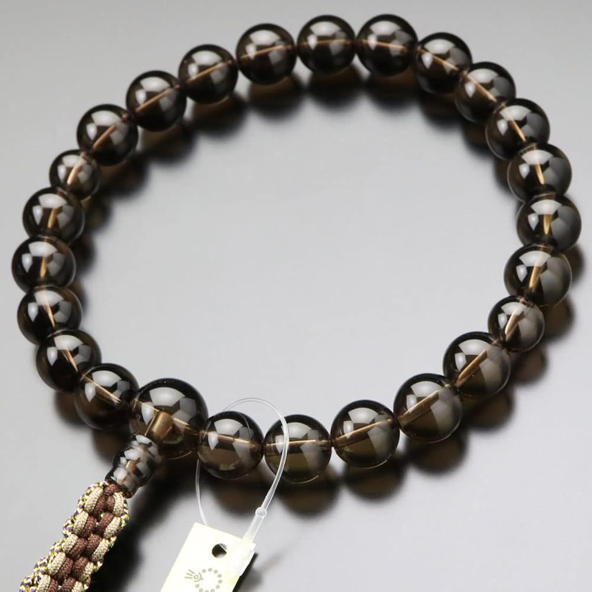 ≪Special Price≫ Nenju.com Jodo Shinshu Prayer Beads for Men 22 Beads Brown Crystal String Tassel [Authentic Prayer Beads Kyoto Prayer Beads Shinshu Disciples Smoky Quartz Smoke Crystal Funeral Memorial Service Funeral Kyoto Natural Stone My Prayer Beads