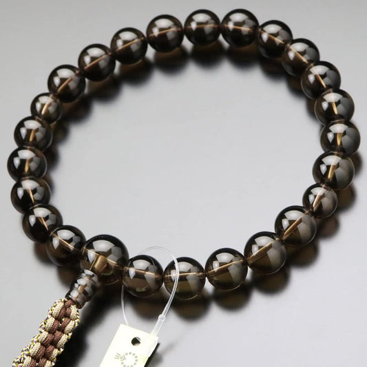 ≪Special Price≫ Nenju.com Jodo Shinshu Prayer Beads for Men 22 Beads Brown Crystal String Tassel [Authentic Prayer Beads Kyoto Prayer Beads Shinshu Disciples Smoky Quartz Smoke Crystal Funeral Memorial Service Funeral Kyoto Natural Stone My Prayer Beads