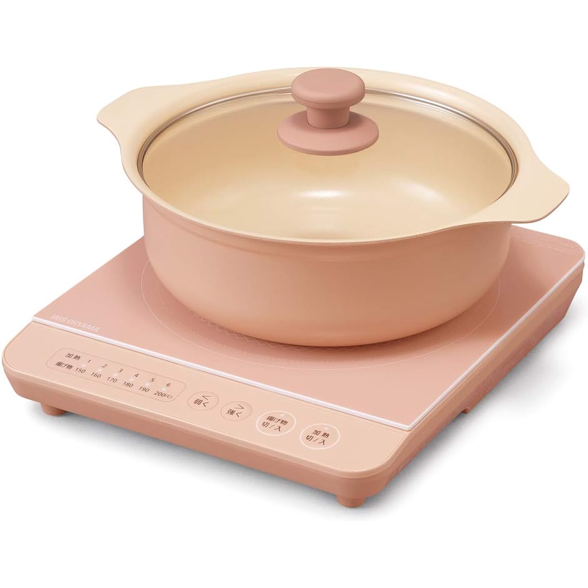 Iris Ohyama IH Stove 1 Burner IH Cooking Heater Tabletop Pot Set 1400W Pink IHKP-T3724-P