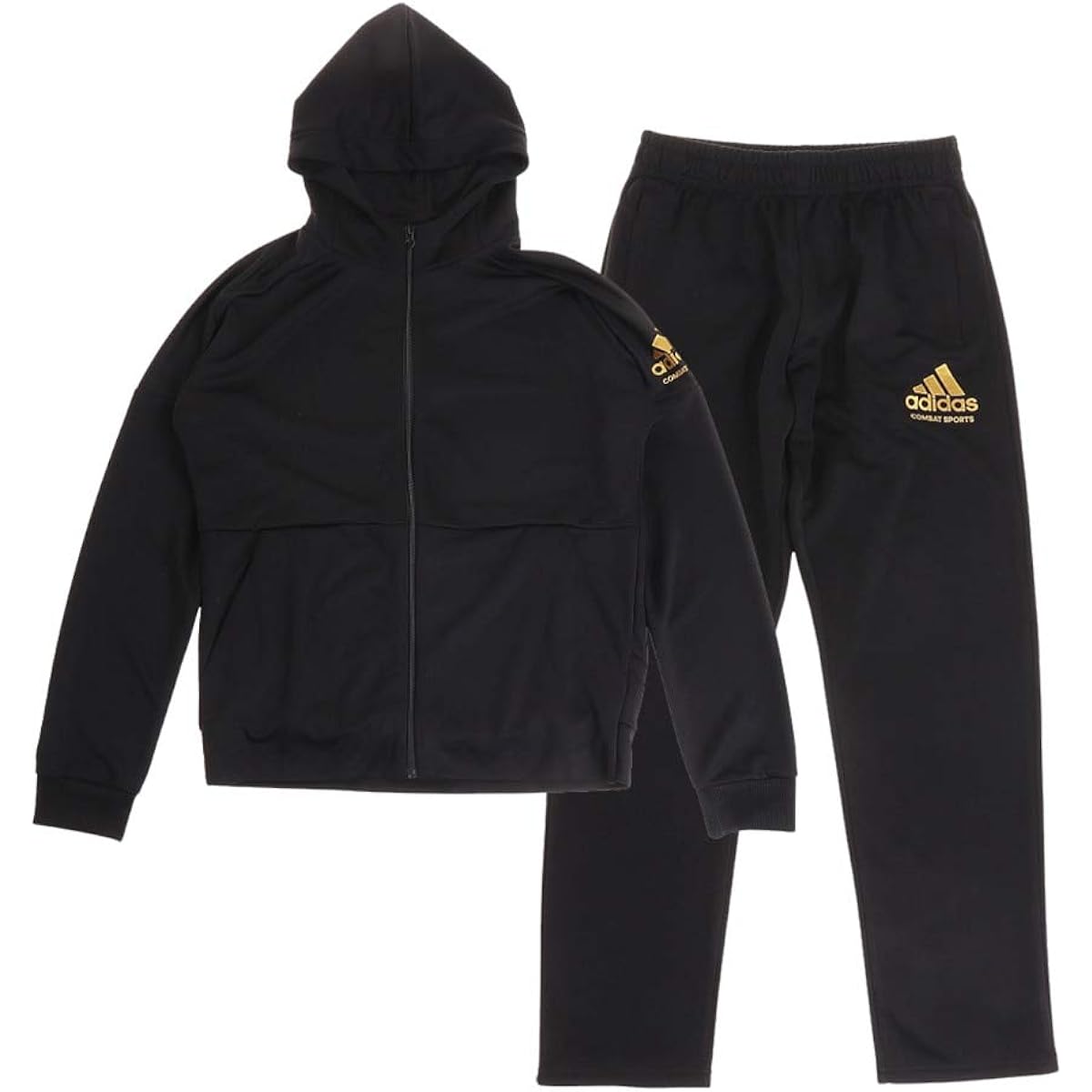 [Adidas Combat Sports] Genuine Adidas Jersey Tracksuit Setup Top and Bottom Set TR-73 Men's Unisex (Black/Gold,XL)