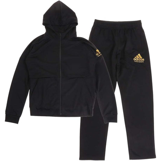 [Adidas Combat Sports] Genuine Adidas Jersey Tracksuit Setup Top and Bottom Set TR-73 Men's Unisex (Black/Gold,XL)