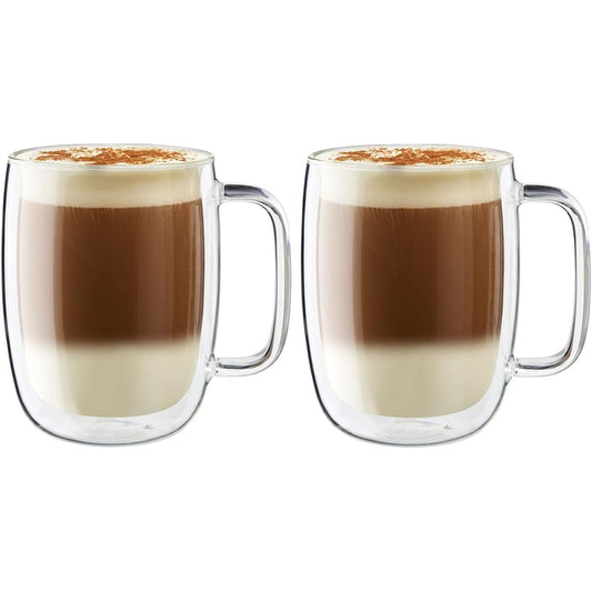 ZWILLING "Sorrent Double Wall Glass Latte Mug 450ml 2pcs Set" Tumbler Insulated Cold Insulation Double Structure Mug Cup Microwave Safe [Authorized Japanese Product] Sorrent 39500-114