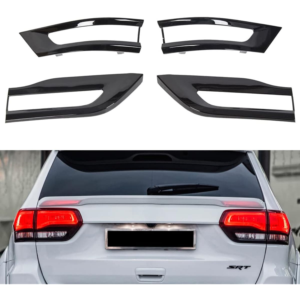 SPORTULI Gloss Black Tail Light Trim Besel Kit replacement 2014-2021 Jeep Grand Cherokee