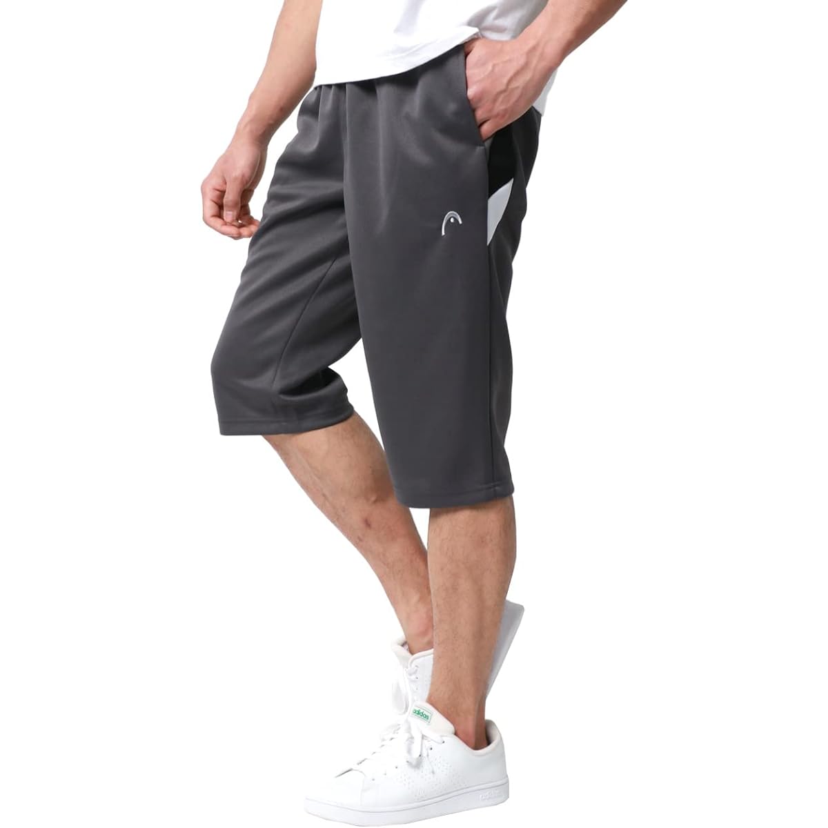 [Head] Men's Jersey, Lower 3/4 Length, Absorbent, Quick Drying, Antibacterial and Odor Resistant, Side Switching, Half Pants, Shorts, Room Wear