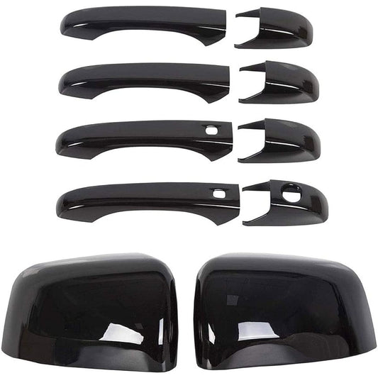 Sportuli Black Mirror Cover + Door handle cover replacement 2011-2021 J-EEP Grand Cheroke & D-ODGE DURANGO